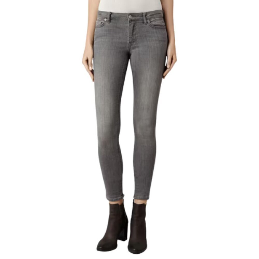 AllSaints Womens 25 Mast Skinny Zip Grey Jeans
